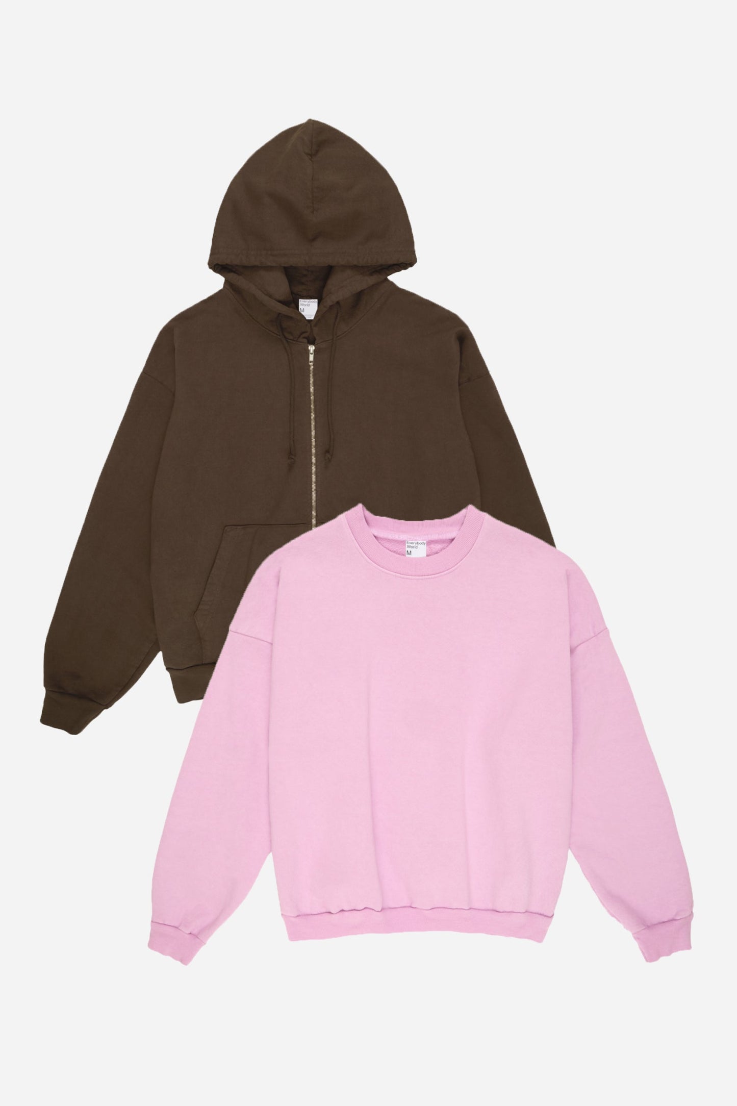 Flat lay of Lavender and Soil sweatshirts
