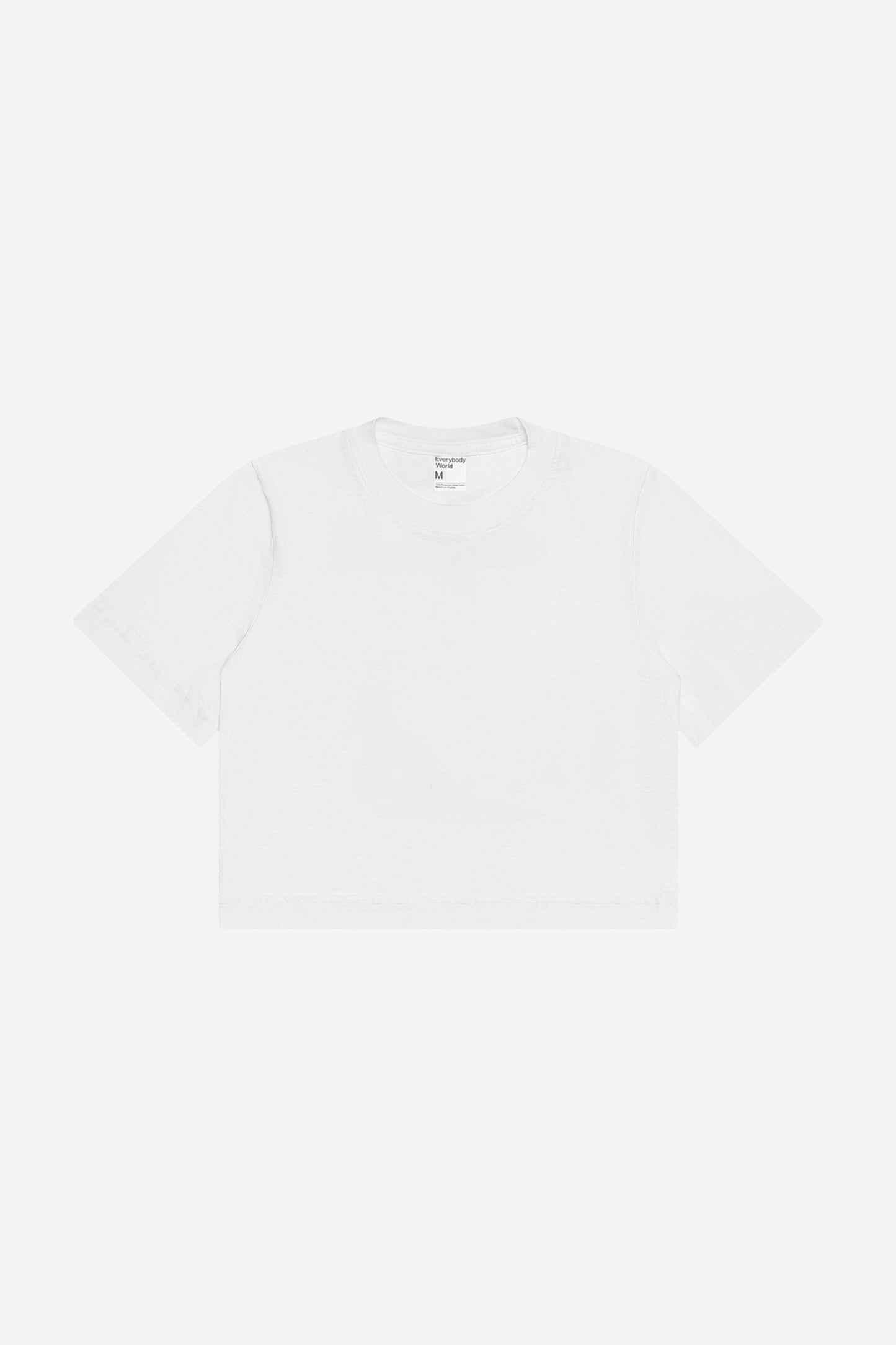 Flat lay showing t-shirt's cropped silhouette