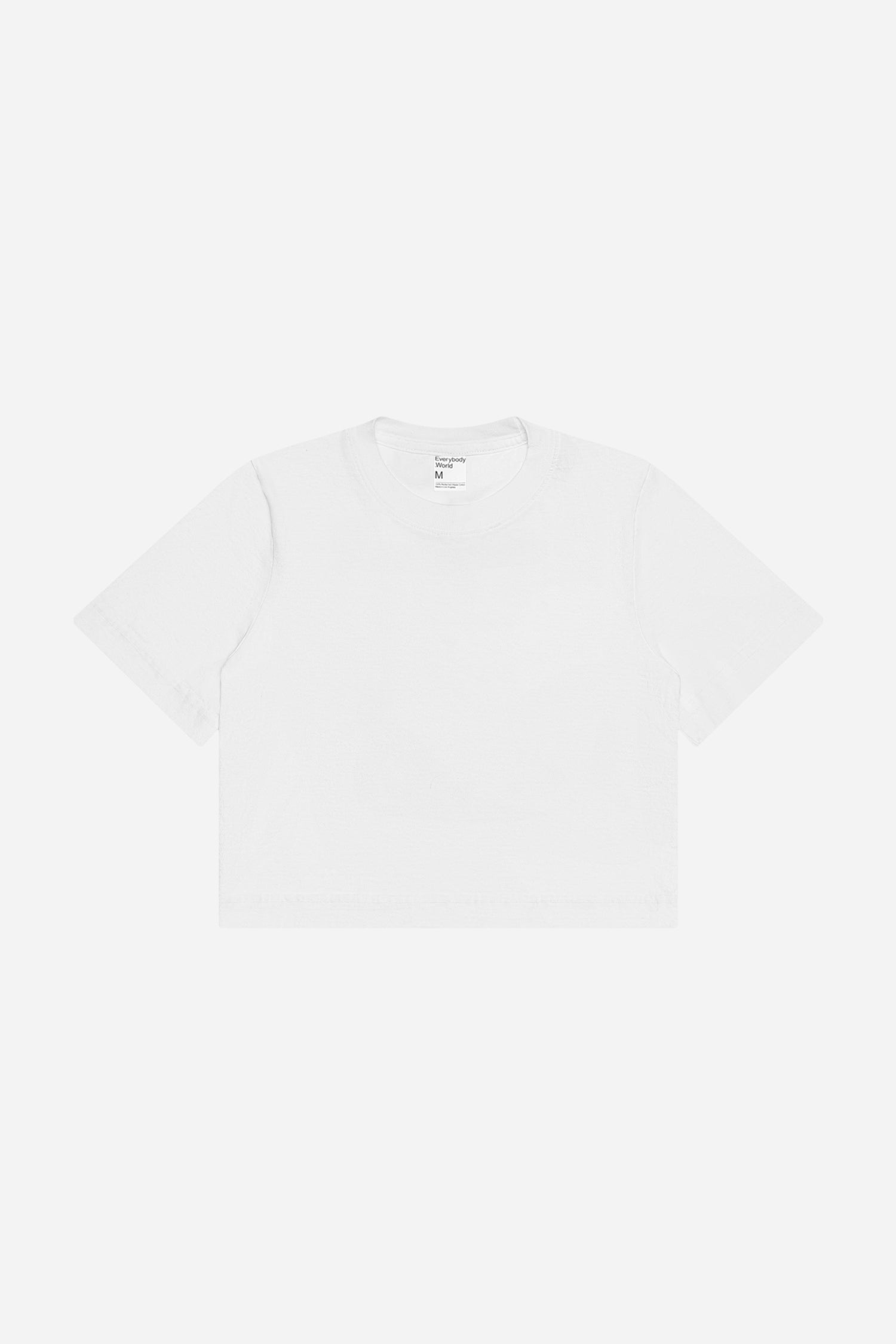Flat lay showing t-shirt's cropped silhouette