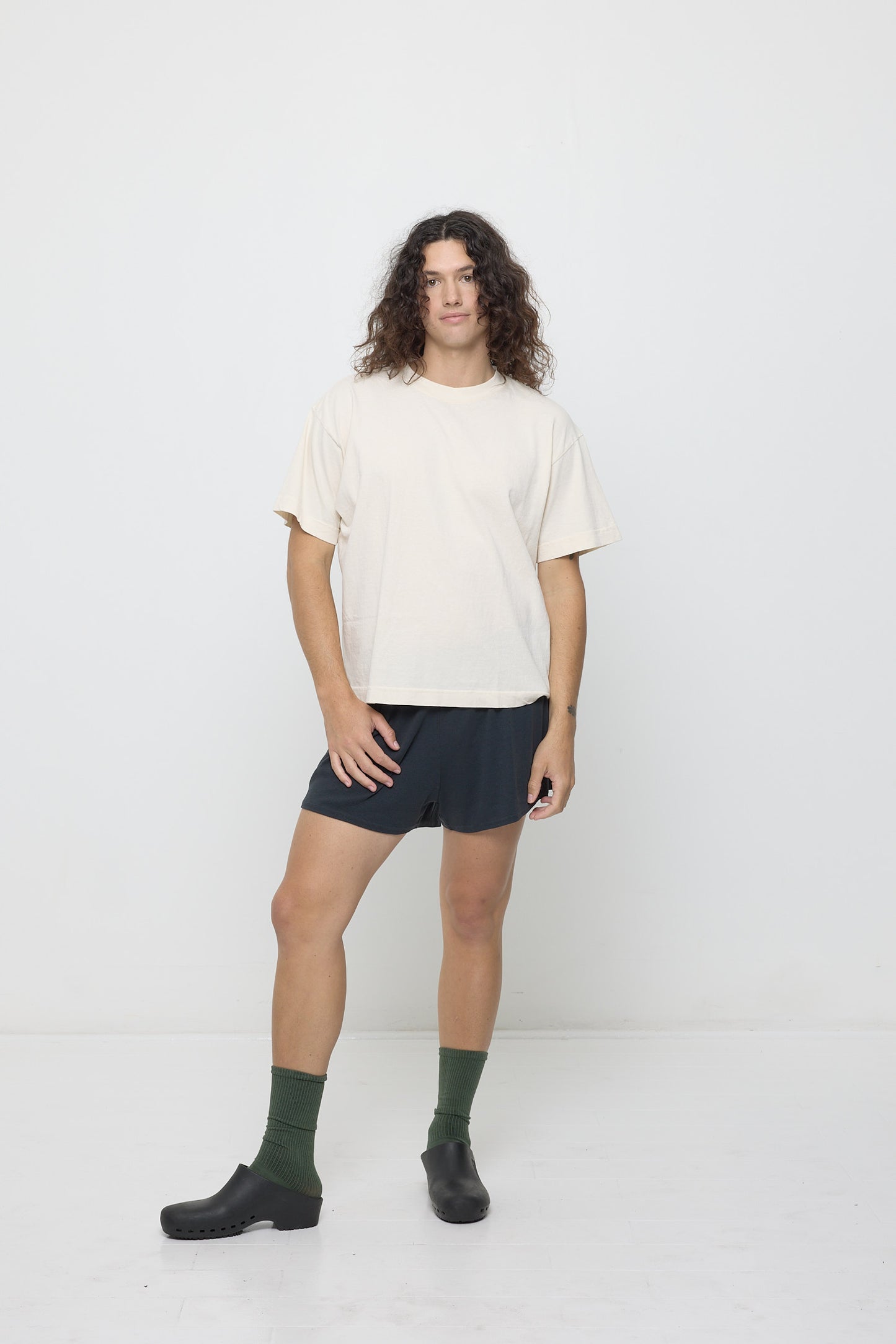 Styled with Tubular Shorts and Calzuro clogs.