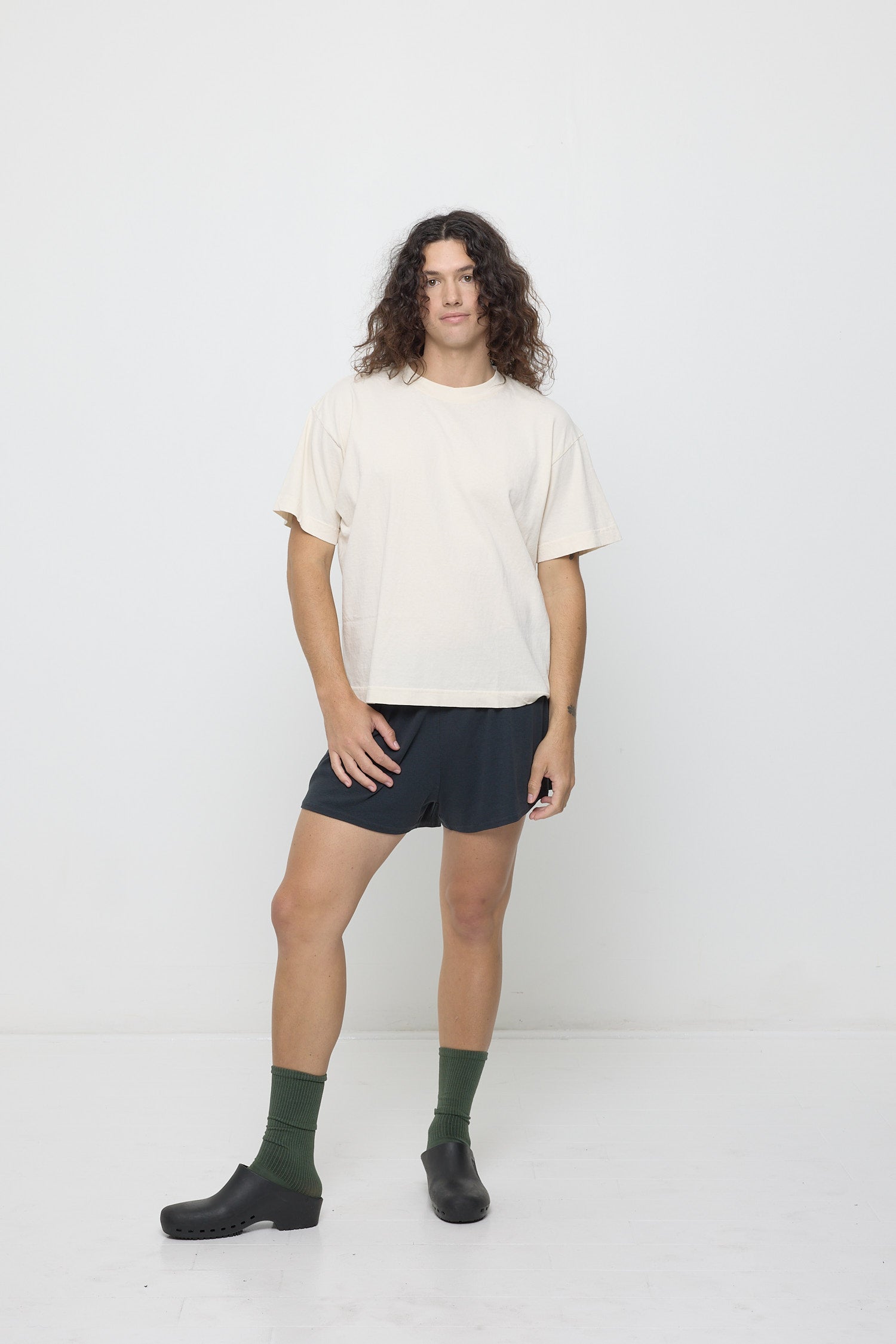 Styled with Tubular Shorts and Calzuro clogs.