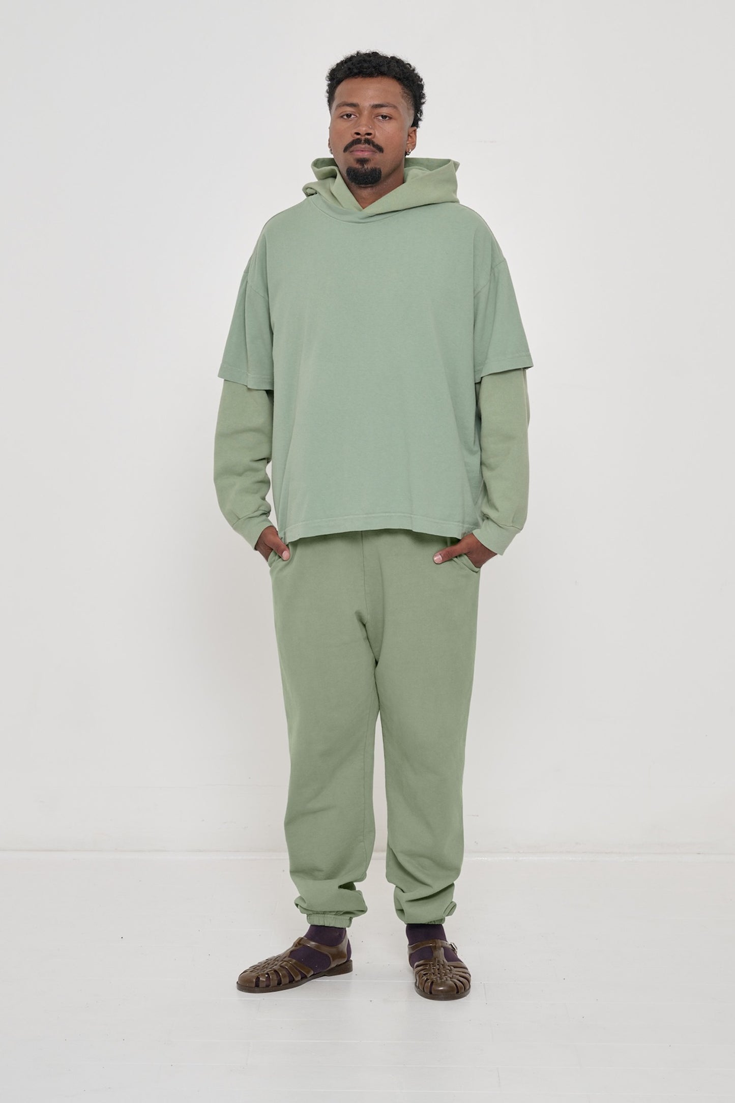Layered on top of Wasabi Trash Hoodie and Wasabi Trash Sweatpants.