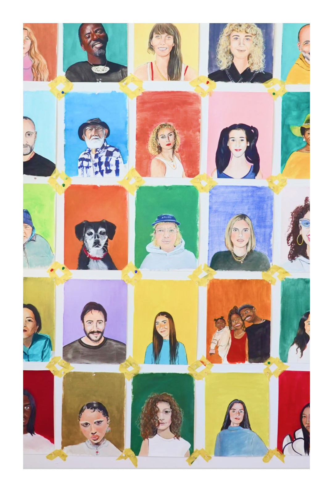 Grid of portraits of Everybody.World contributors, illustrated by Lara Apponyi