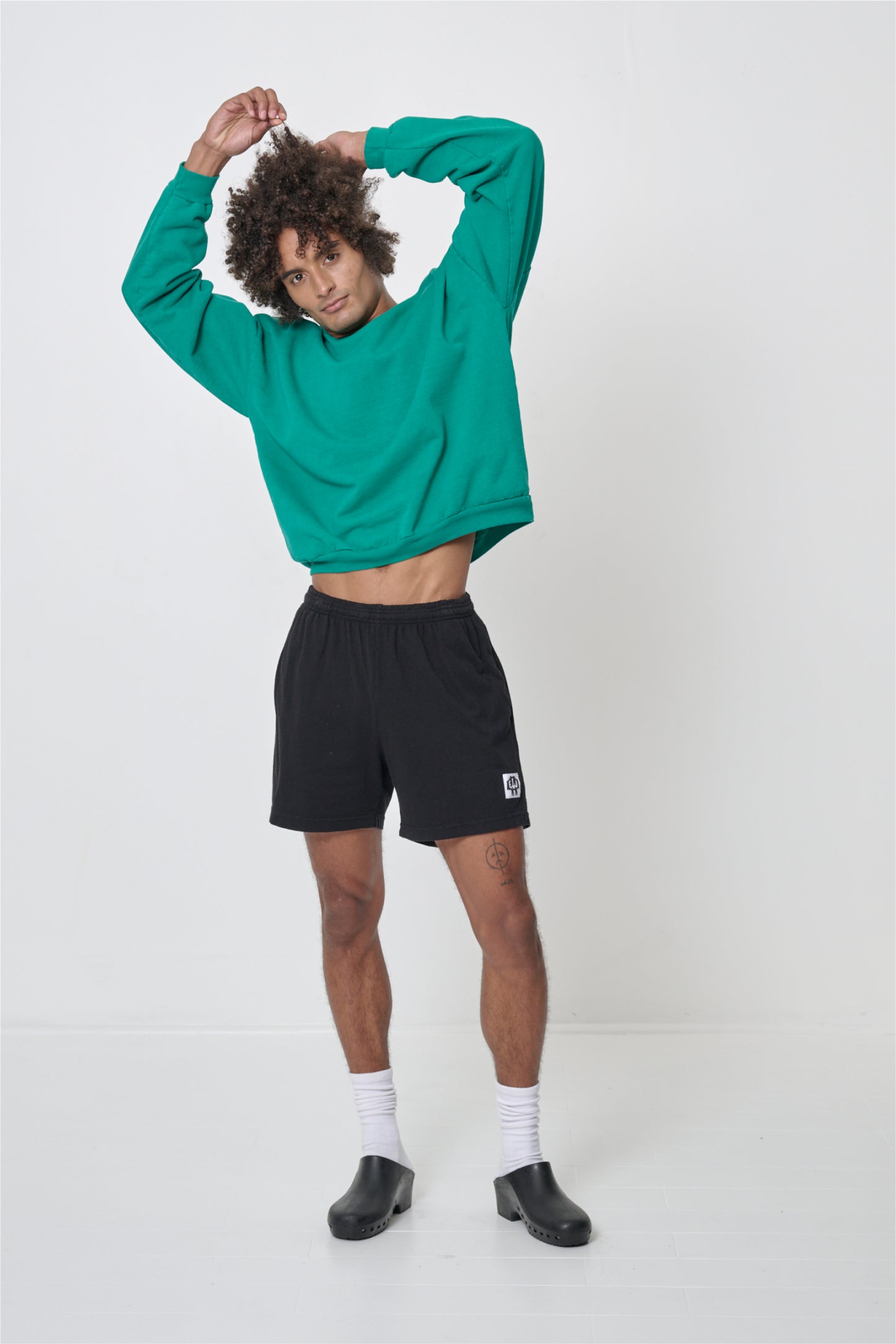 Showing drape of the jersey fabric.