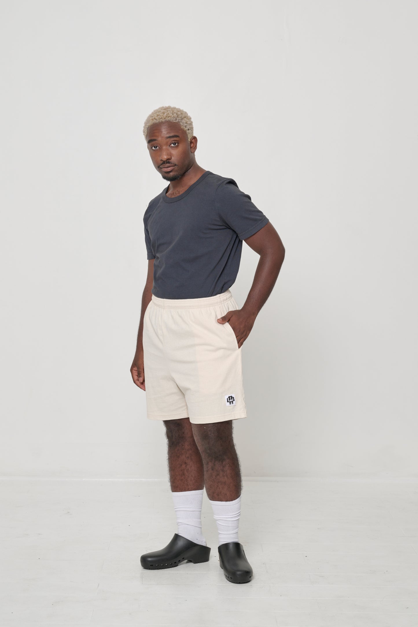Styled with a tucked in Slate short sleeve tee