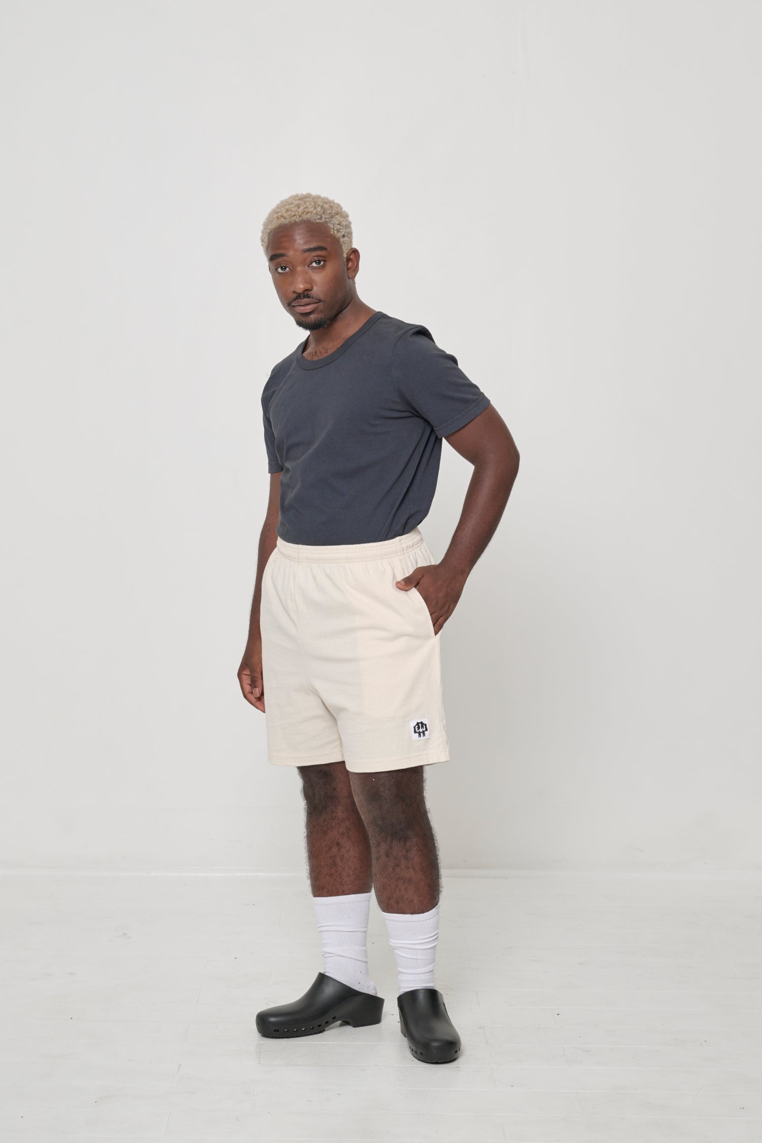 Styled with a tucked in Slate short sleeve tee