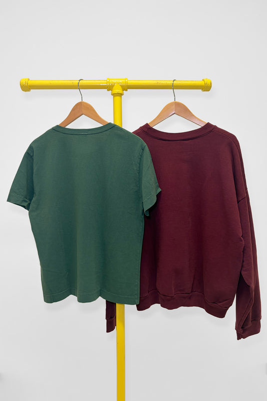 L Trash Crewneck & Tailored Trash Tee , back view