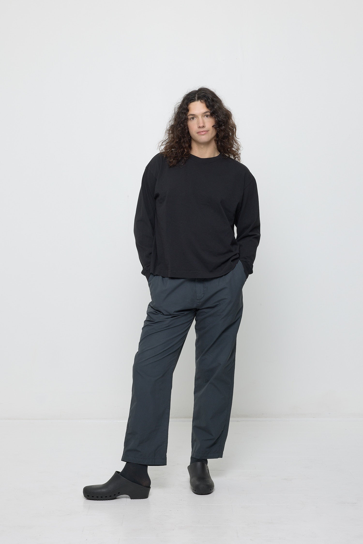Easy styling with Life Uniform Pants and clogs.