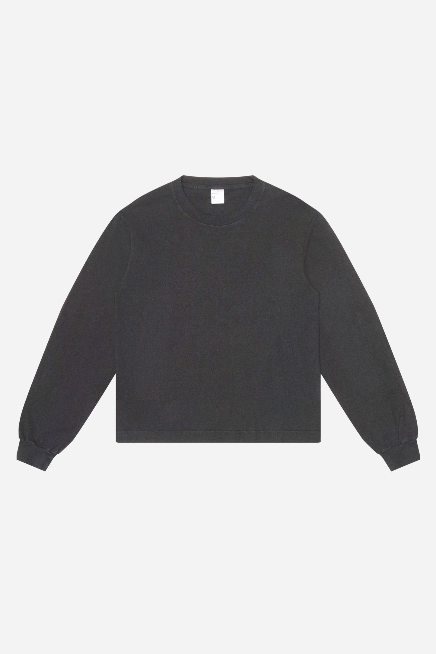 Flat lay of Slate Long Sleeve Boxier Trash Tee showing the cropped boxy silhouette.