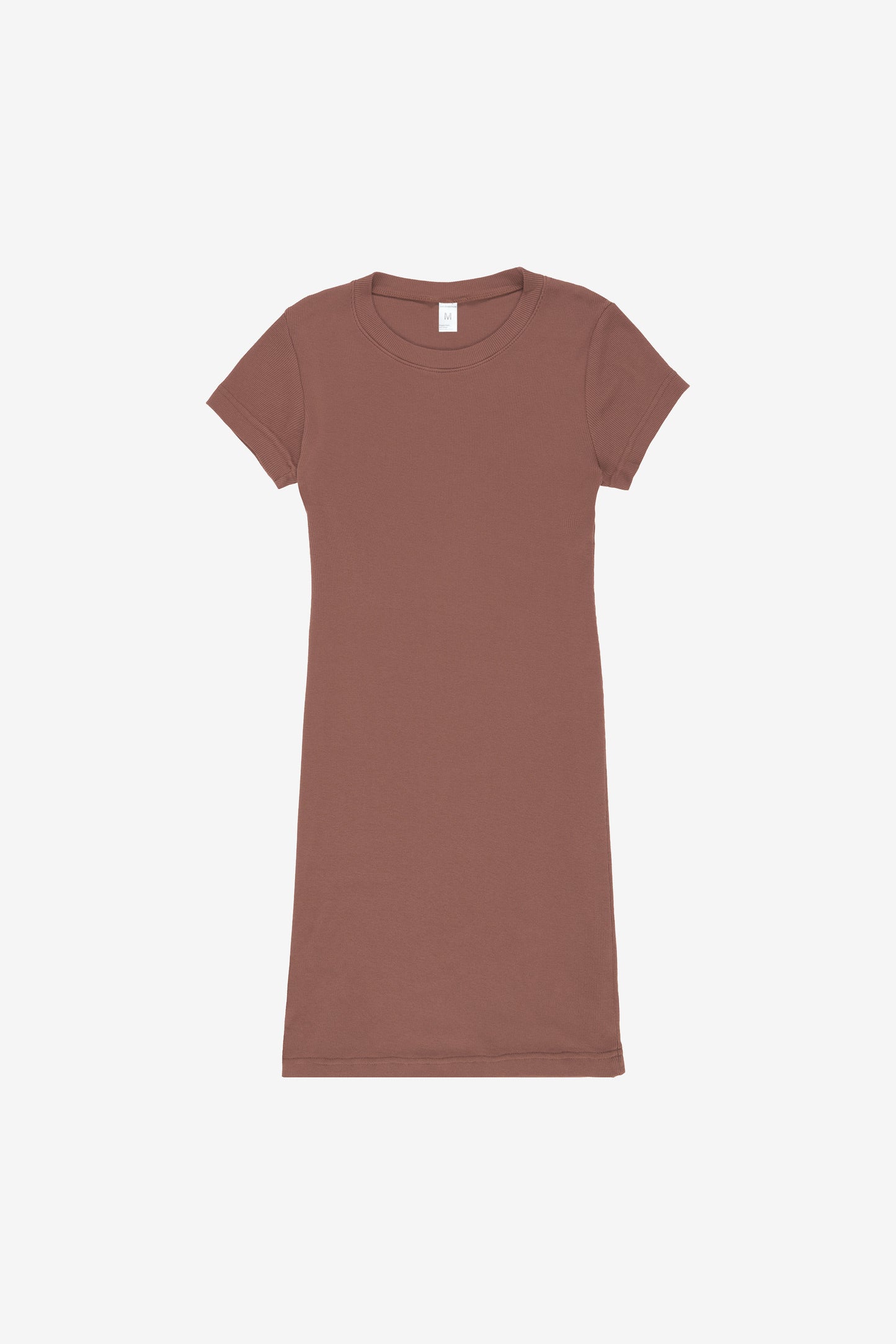 Flat lay showing slight narrowing at the waist and tapered short sleeves.