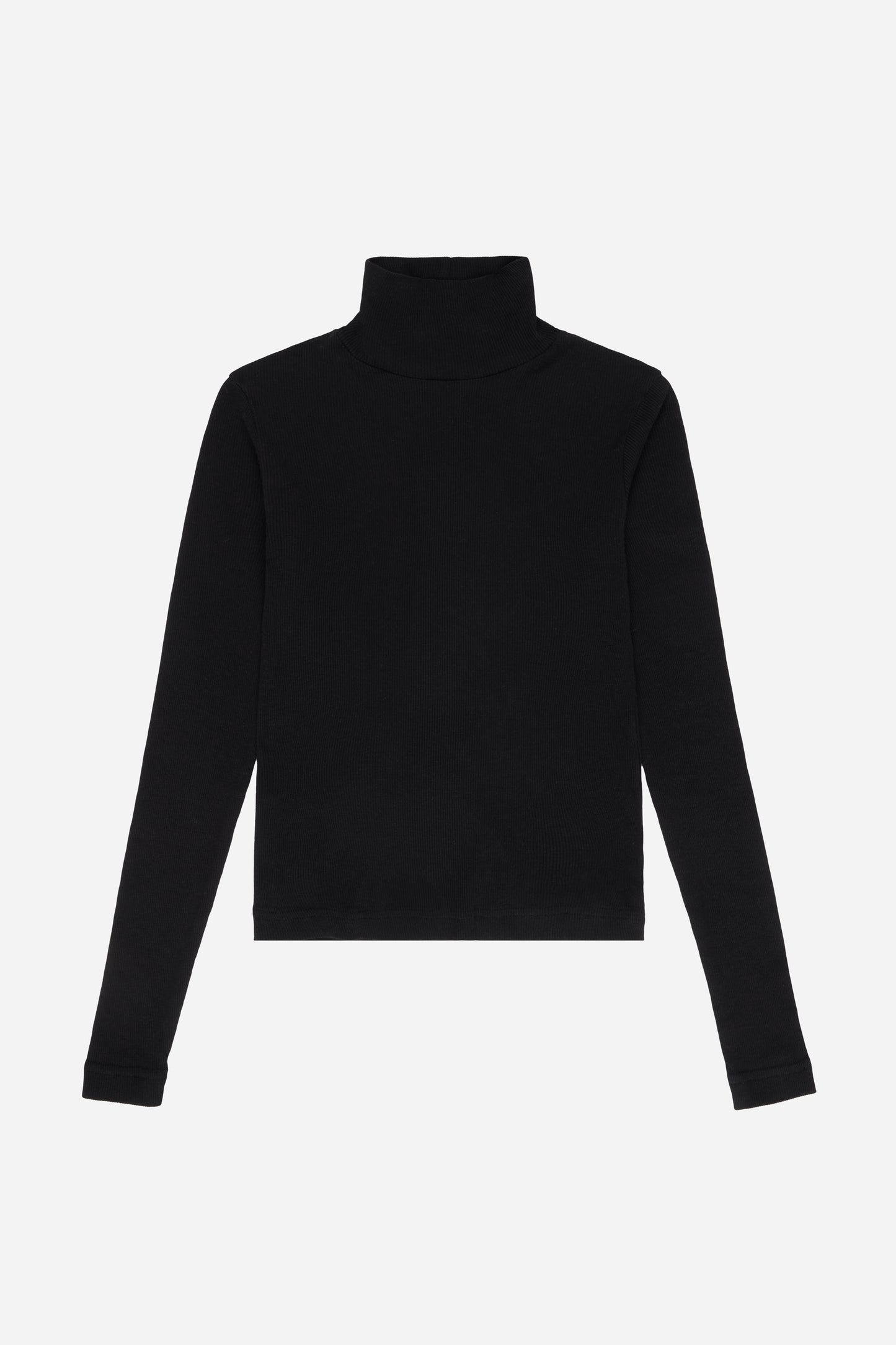 Flat lay of the Rib Turtleneck in Black.