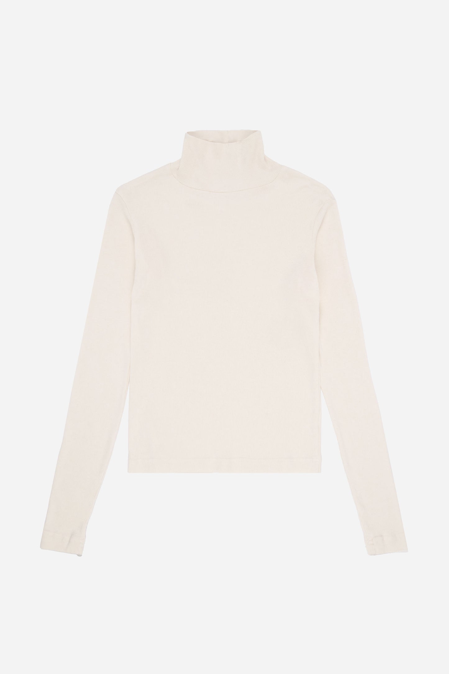 Flat lay of the Rib Turtleneck in Natural.
