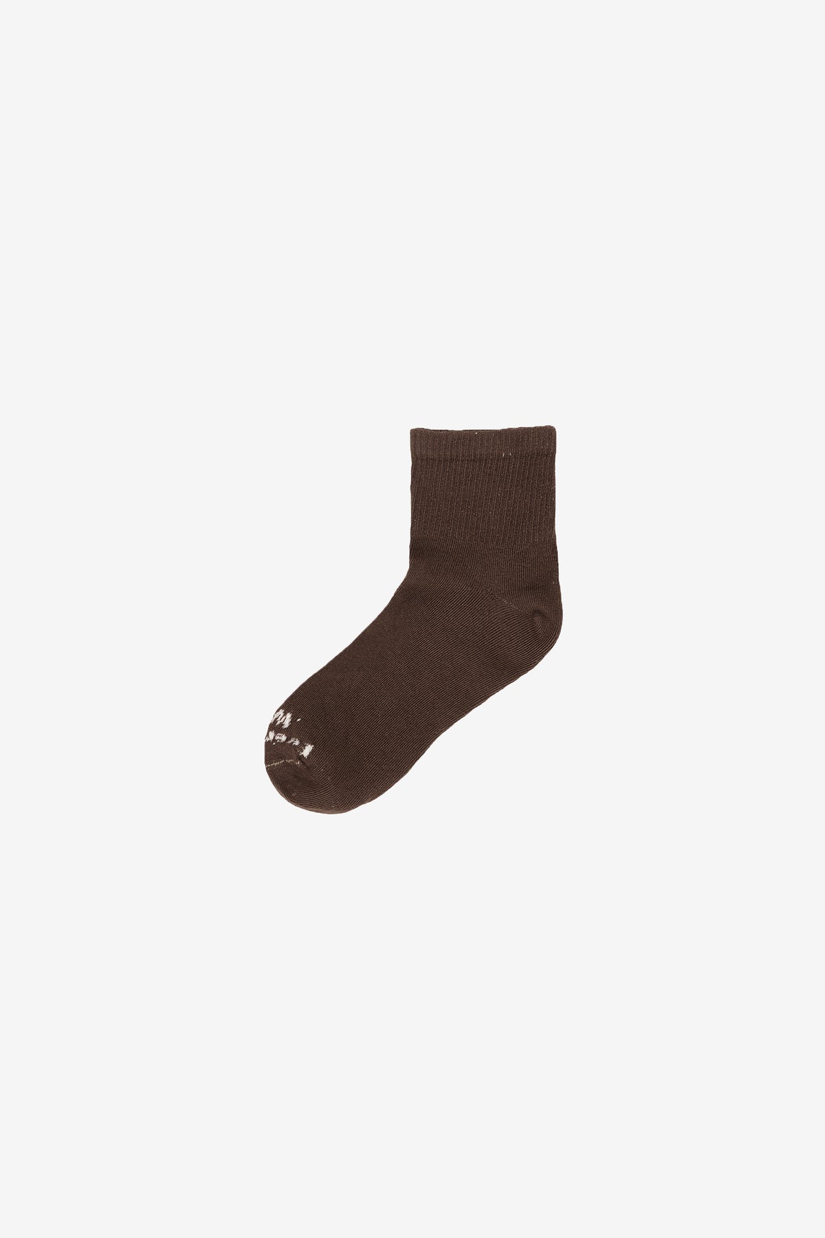 Flat lay of Wet Soil Spring Socks with Everybody.World branding in white.