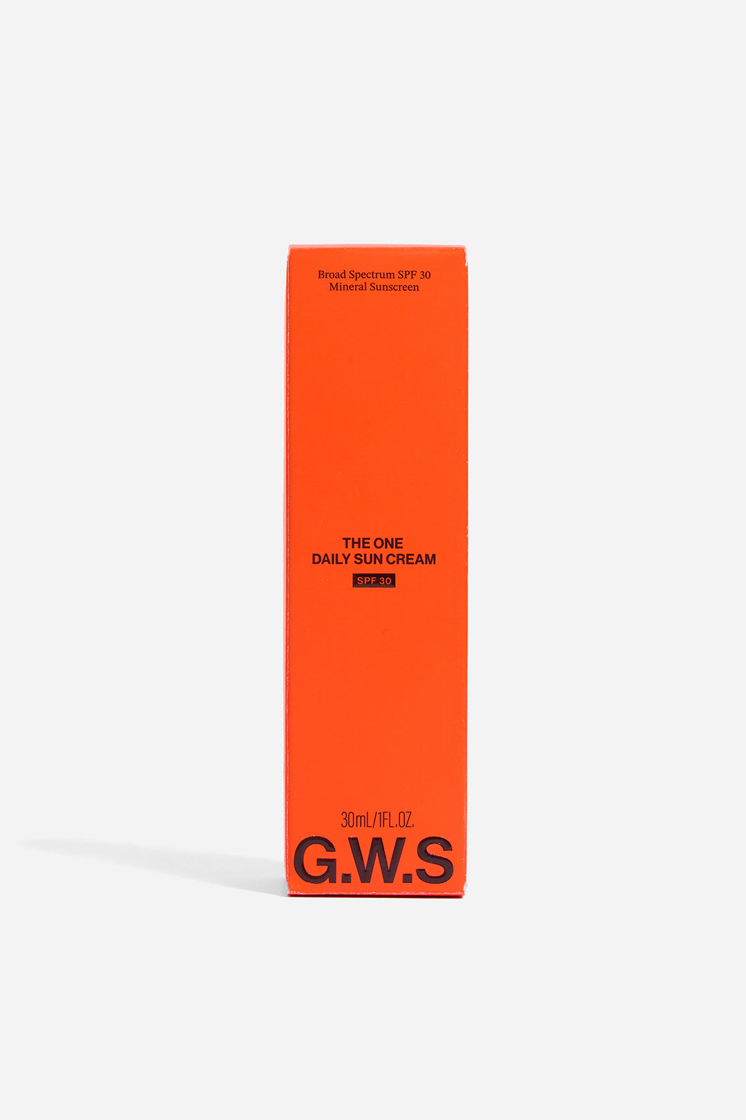 Good Weather Skin's The One Daily Sun Cream, front side of its orange box, which shows product name and volume.