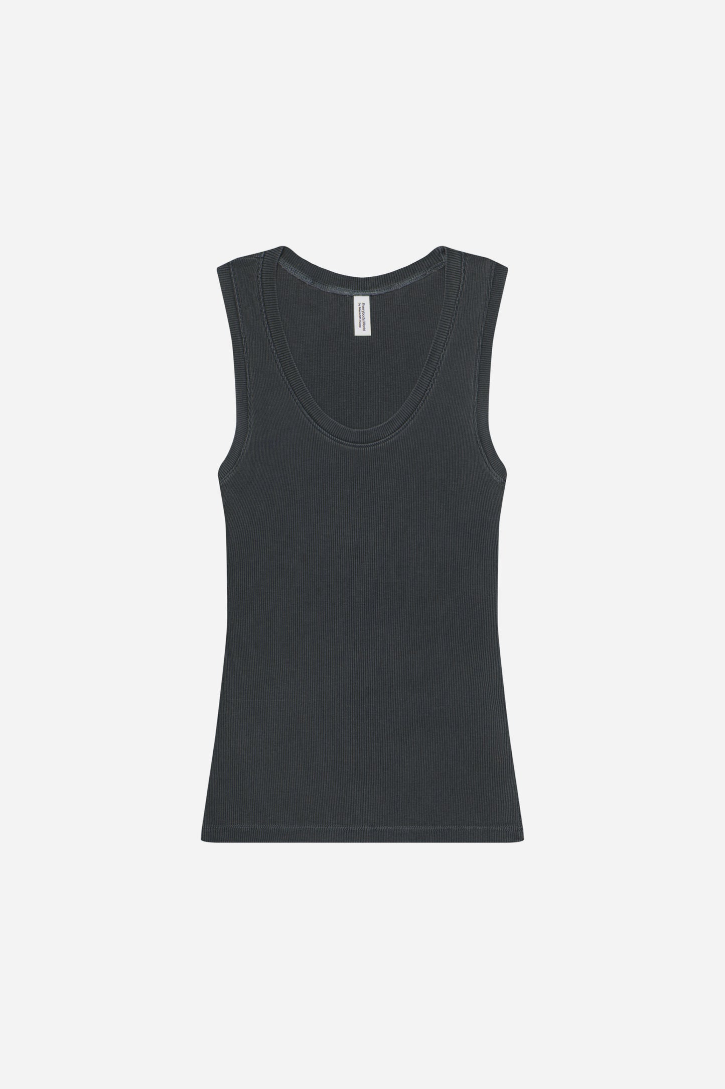 Flat lay of The Tank in Slate, front view with scoop neck