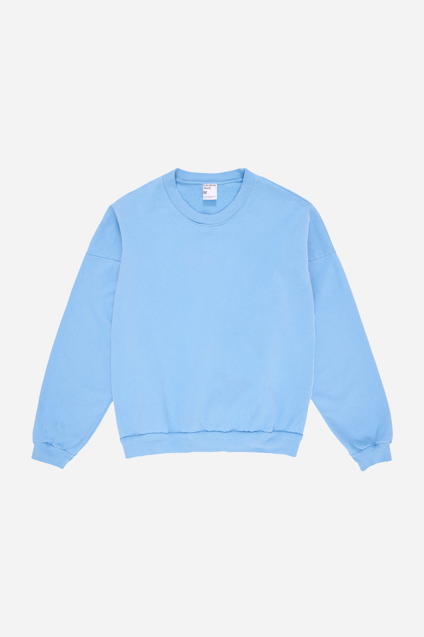 Flat lay front view of Cielo light blue Trash Crewneck