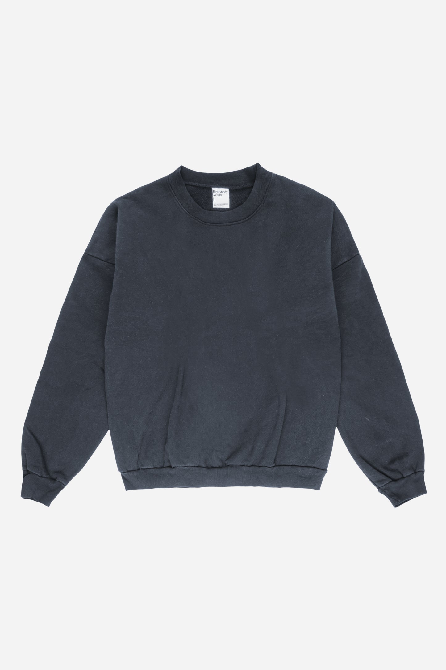 Flat lay front view of dark grey Slate Trash Crewneck.