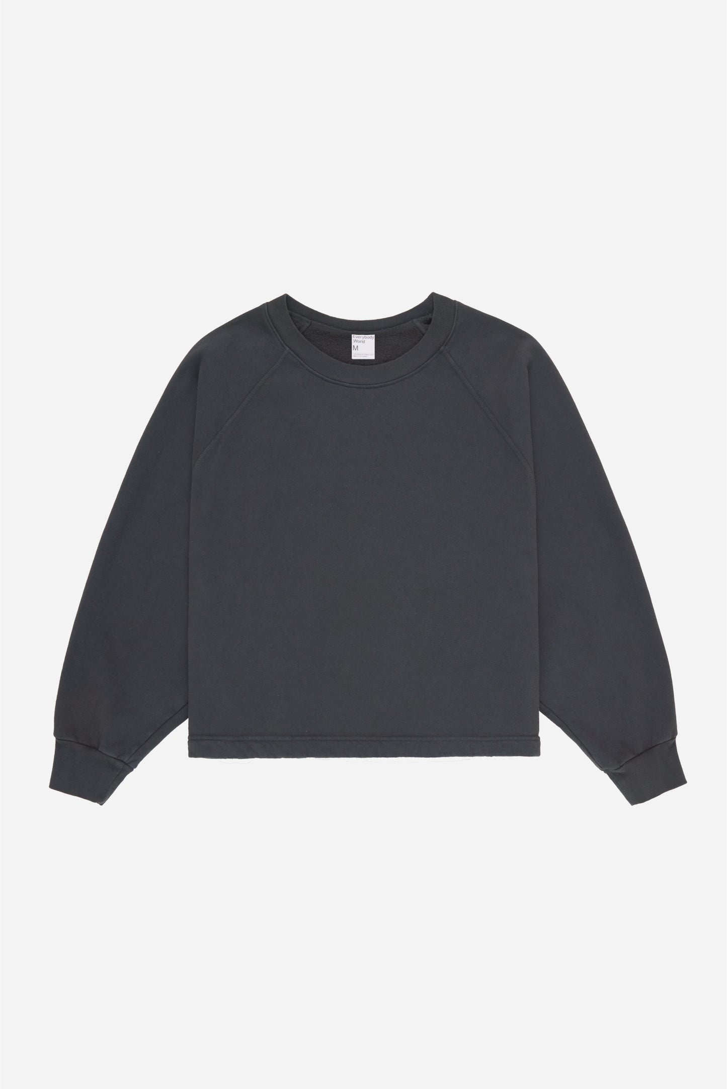 Flat lay front view of Slate Trash Raglan.