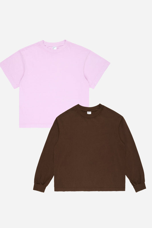 Flat lay of Lavender and Soil tees