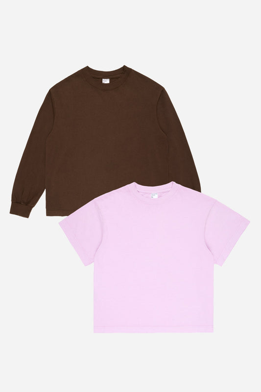 Flat lay of Lavender and and Soil tees