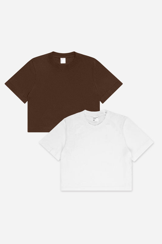 Brown and white t-shirts on a white background