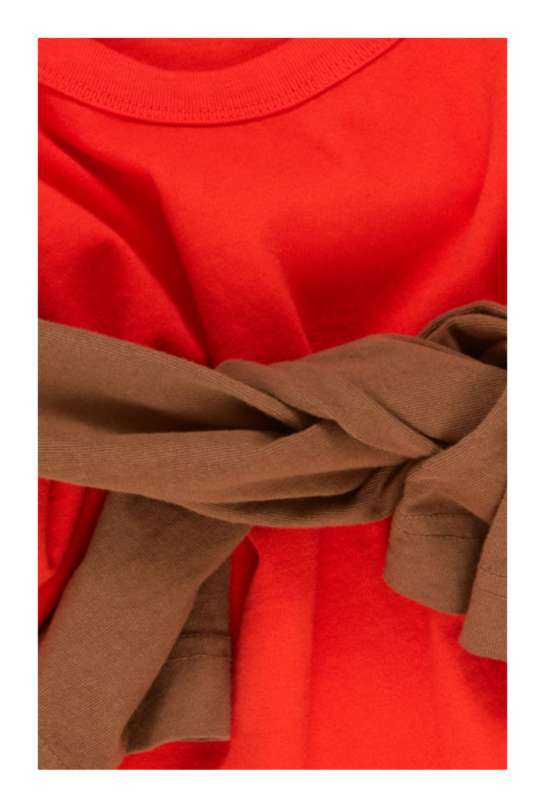 Lava red Tailored Trash Tee with a Soil Long Sleeve Trash Tee  tied around it