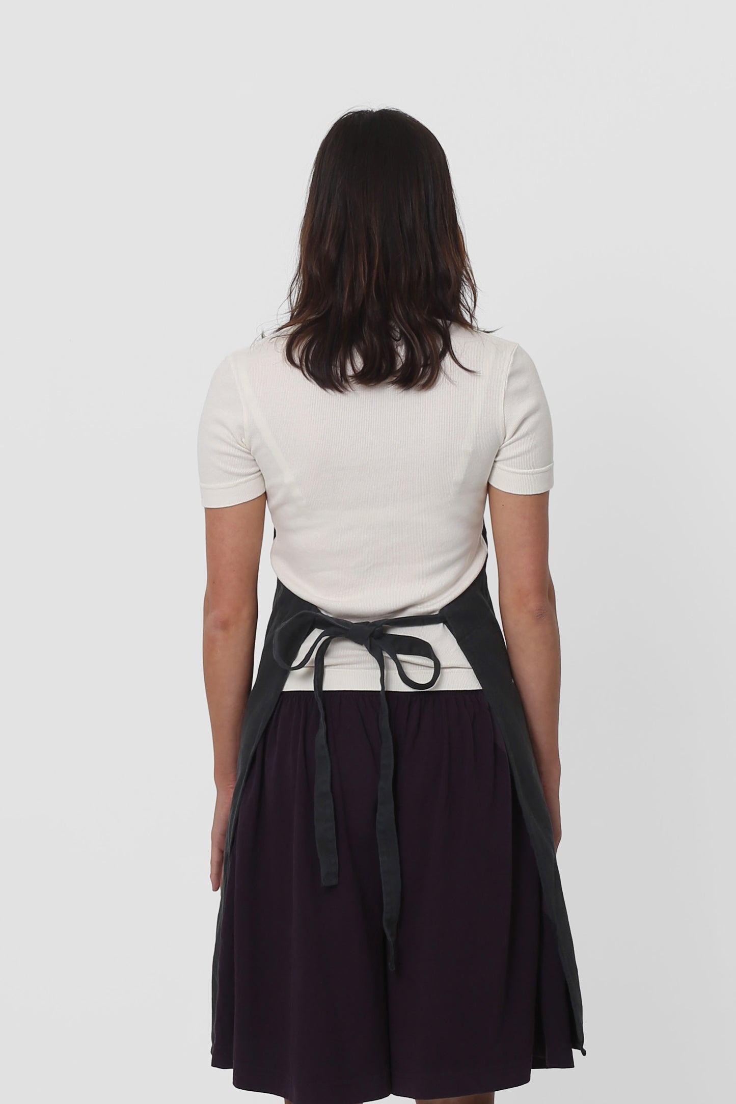 Rear view shows the waist straps tied.