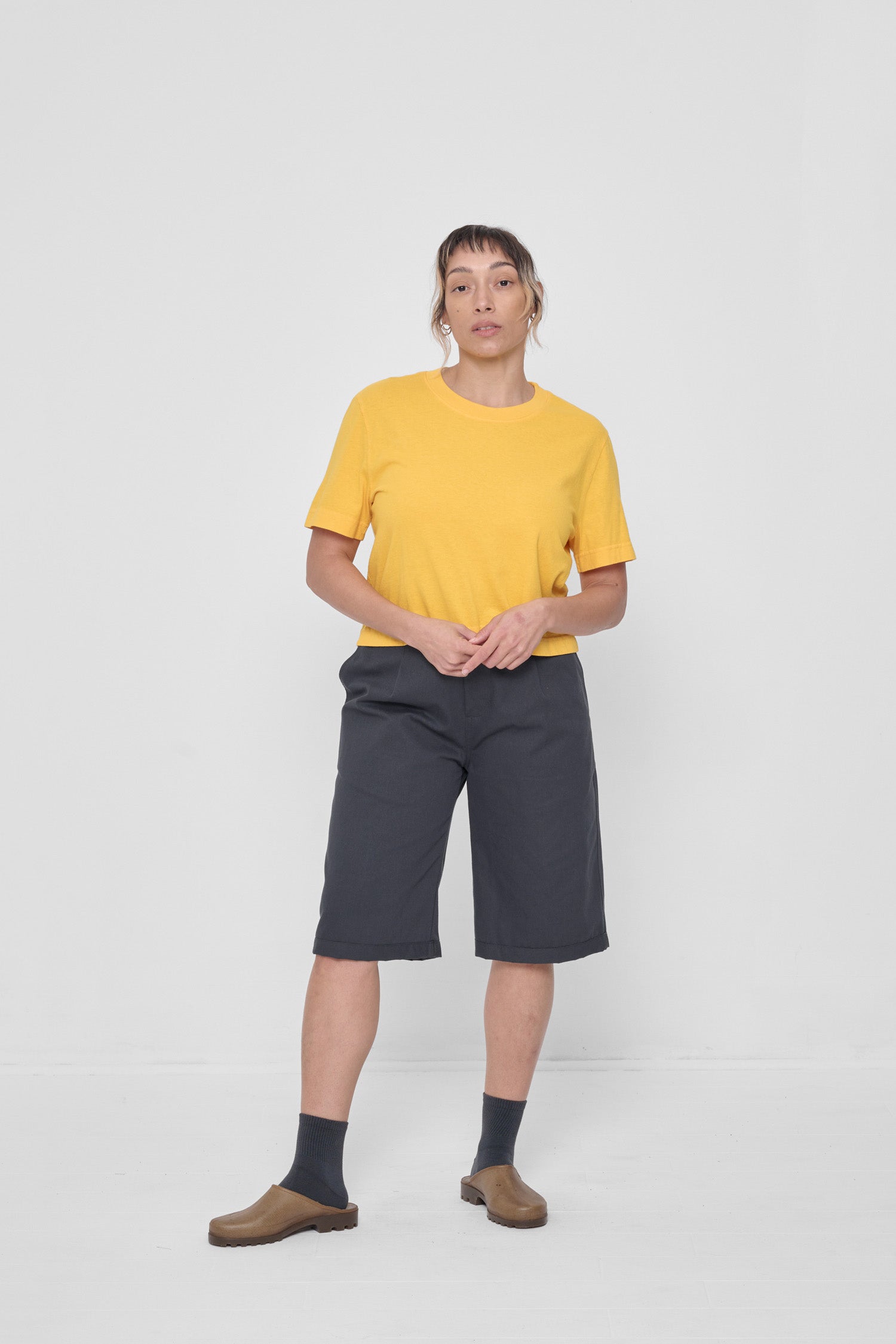 Styled with Slate Bermuda Shorts and Slate Spring Socks. 