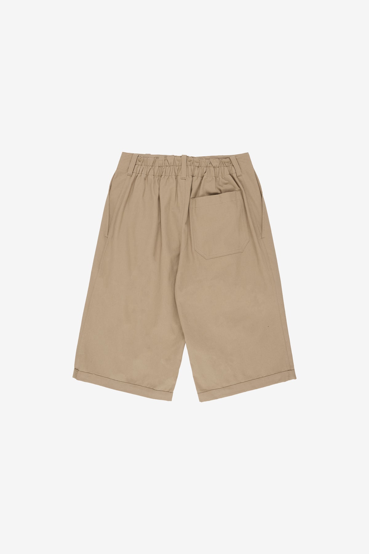 Flat lay back view features elastic back waistband.