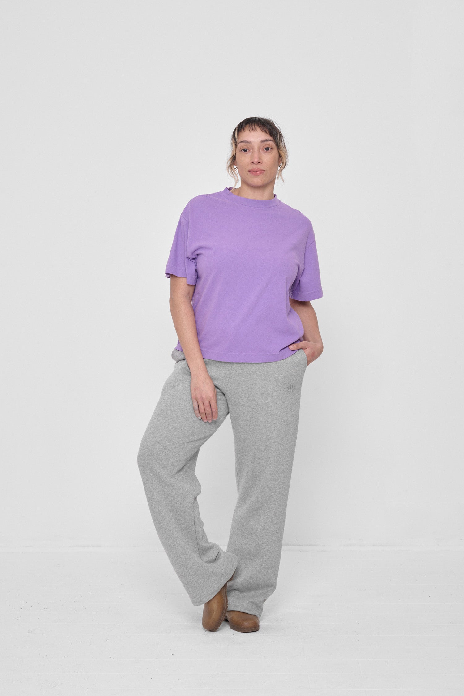 Styled with Heather Sweatpants and a Plasticana Gardana Clogs.