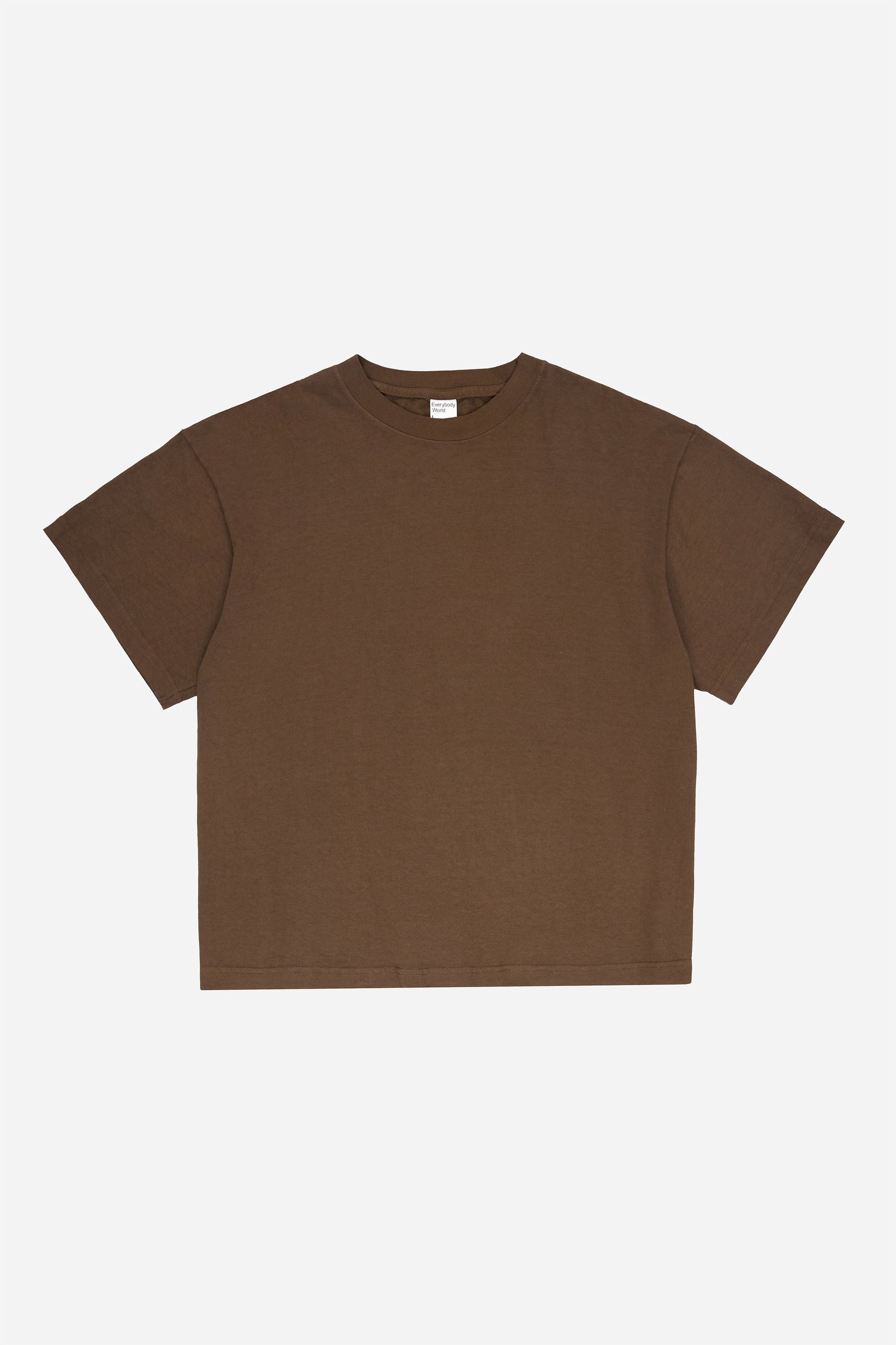 Flat lay of Dry Soil brown Boxier Trash Tee showing the cut of the t-shirt.