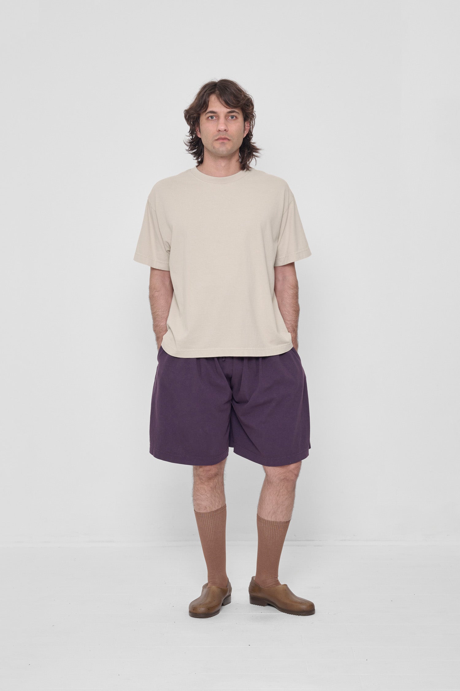 Styled with Mulberry Long Tubular Shorts.