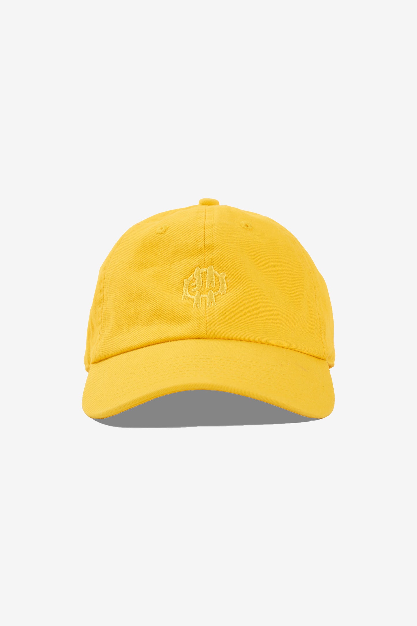 Everybody Yellow Bucky Logo Cap with a yellow logo. Eyelets on crown panels and stitching on bill.