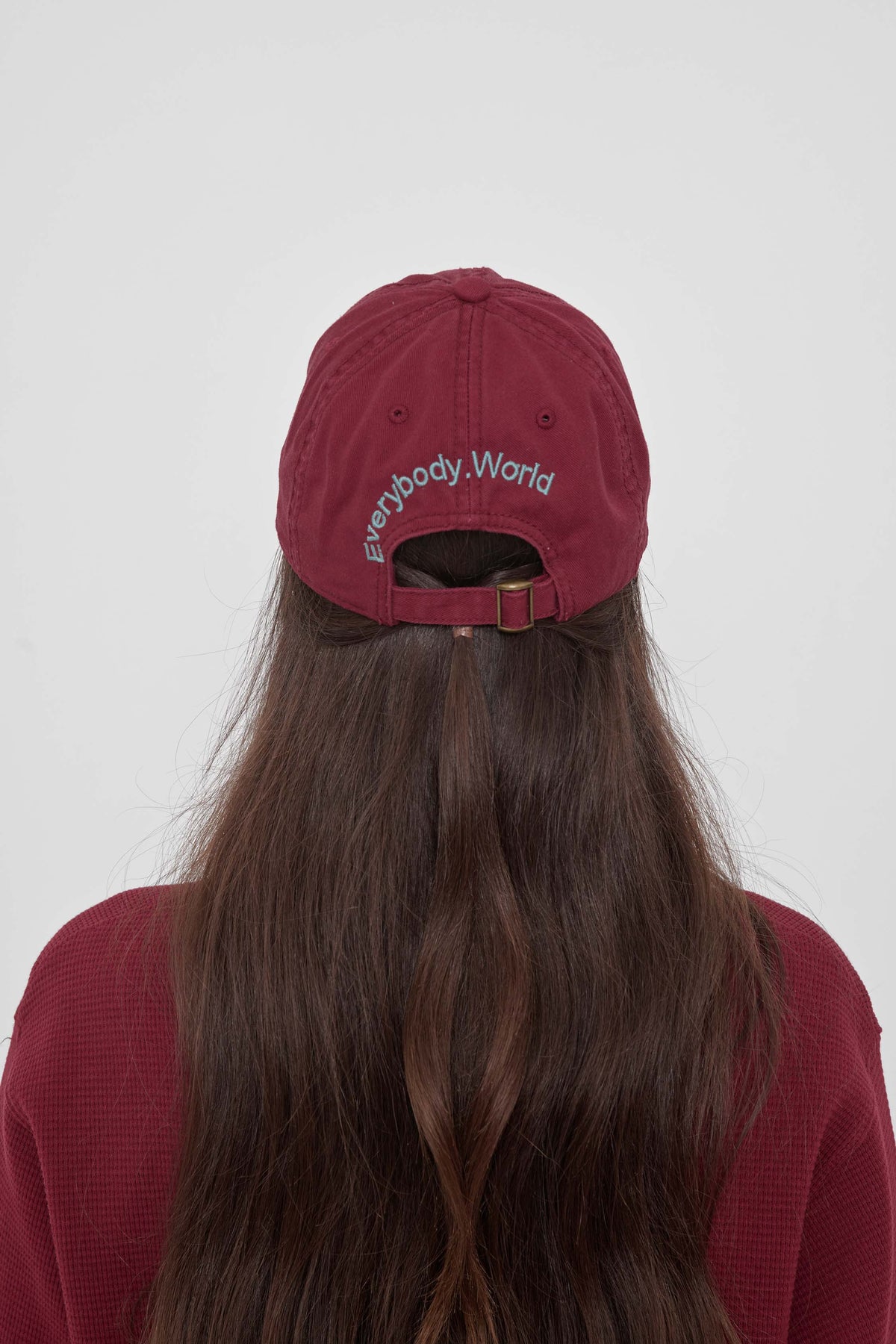 Bucky Logo Cap in Garnet - back view of model