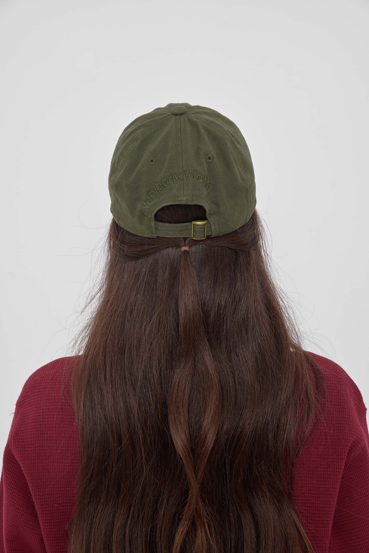Bucky Logo Cap in Olive - back view of model