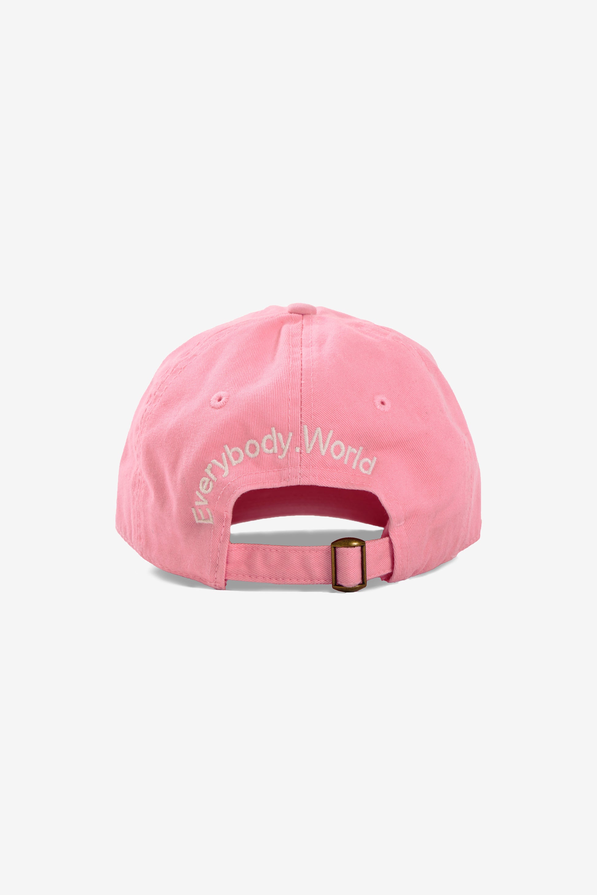 Back view showing "Everybody.World" embroidered over the adjustable opening.