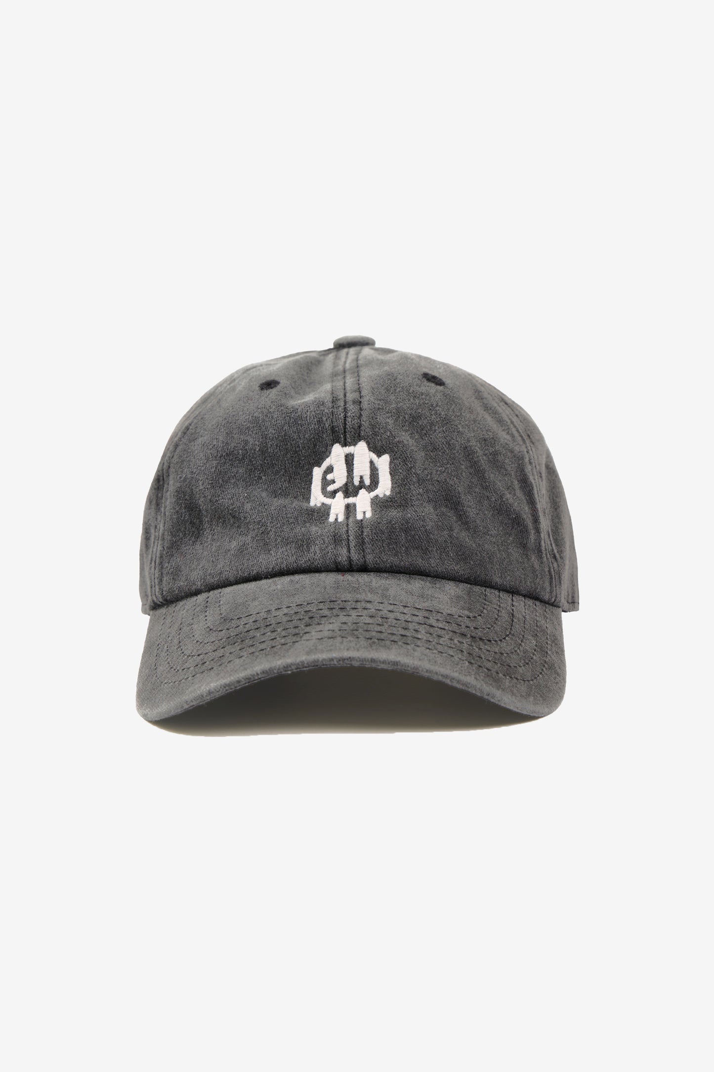 Bucky Logo Cap in Slate gray with a white logo. Eyelets on crown panels and stitching on bill.