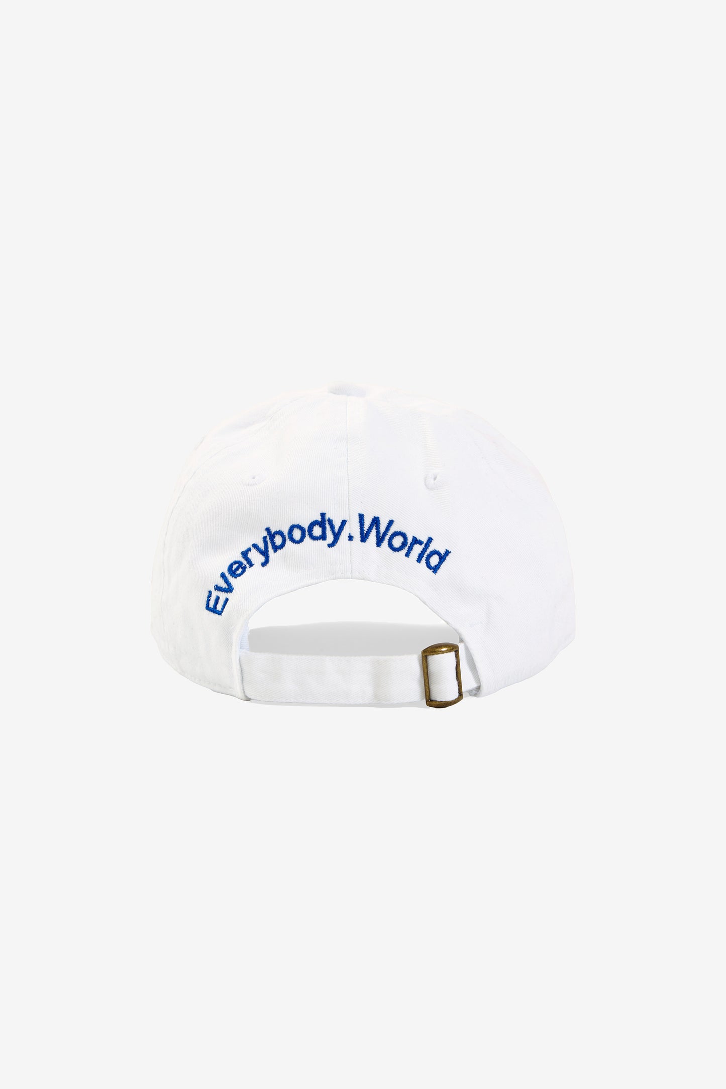 Back view showing "Everybody.World" embroidered over the adjustable opening.