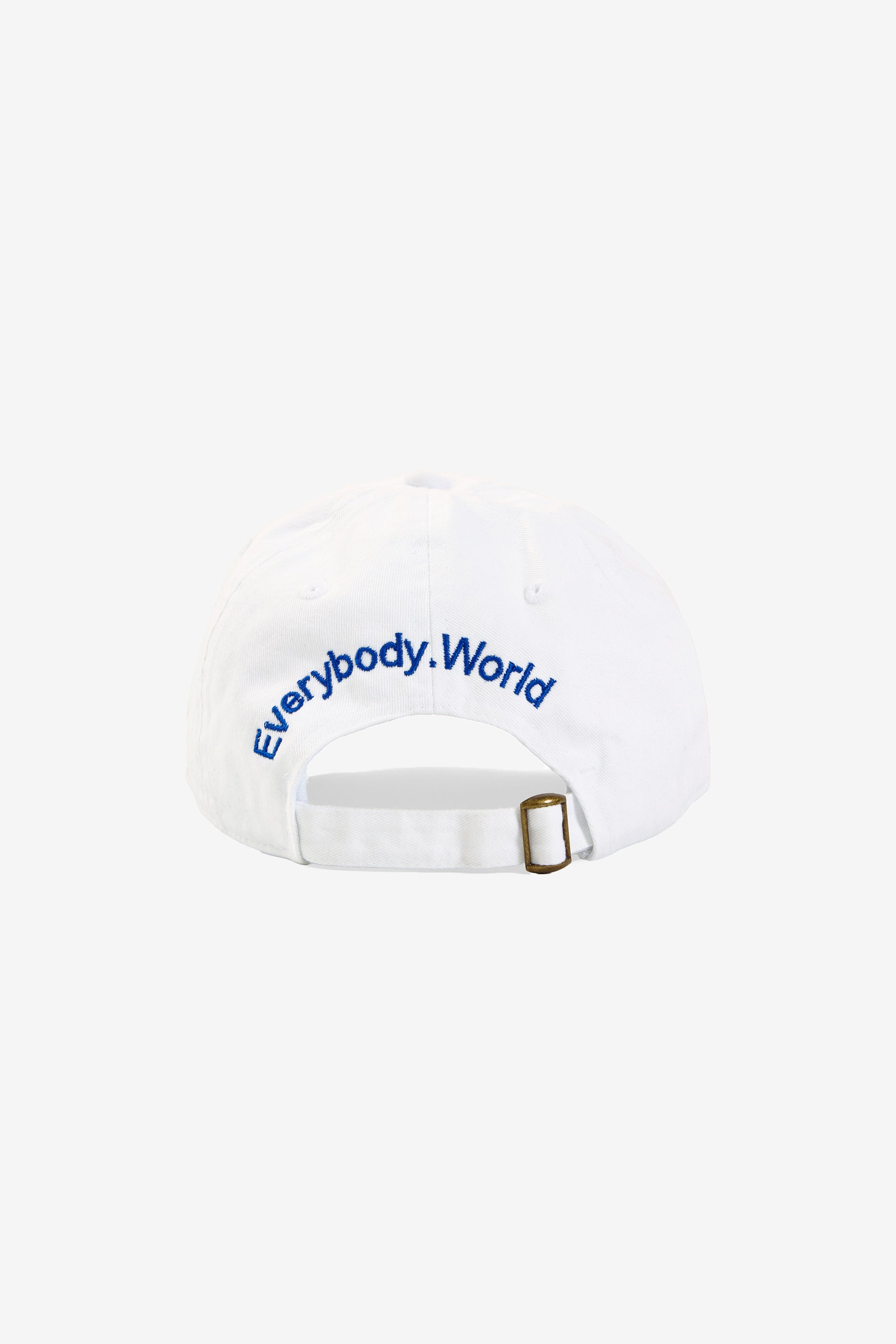 Back view showing "Everybody.World" embroidered over the adjustable opening.