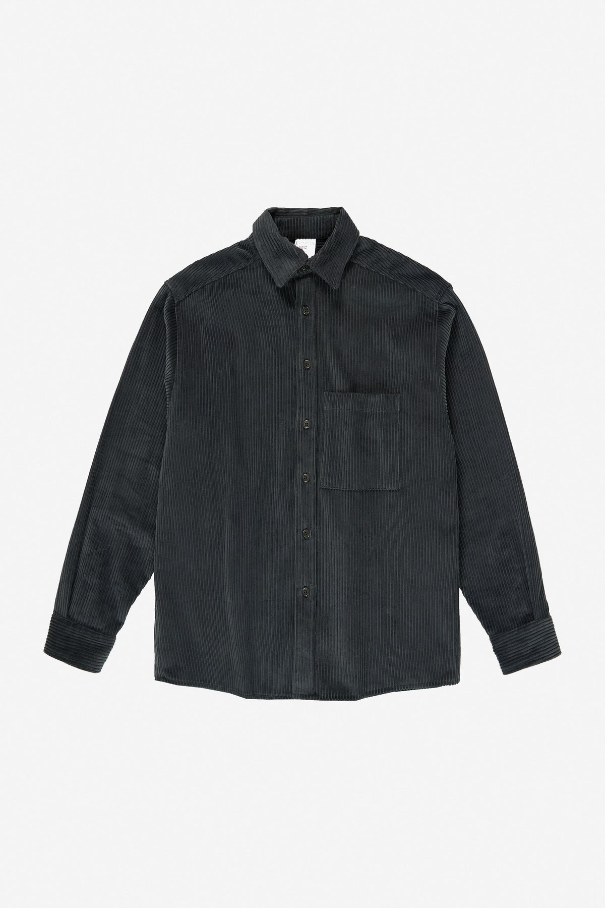 Cord Button-Up Shirt in Slate – flat lay, no model