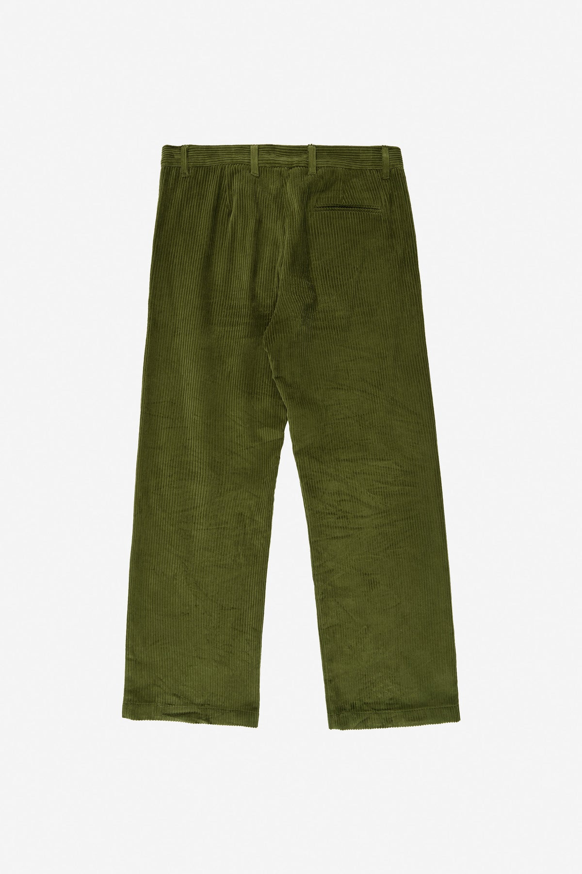 Cord Pants in Olive – back view flat lay, no model