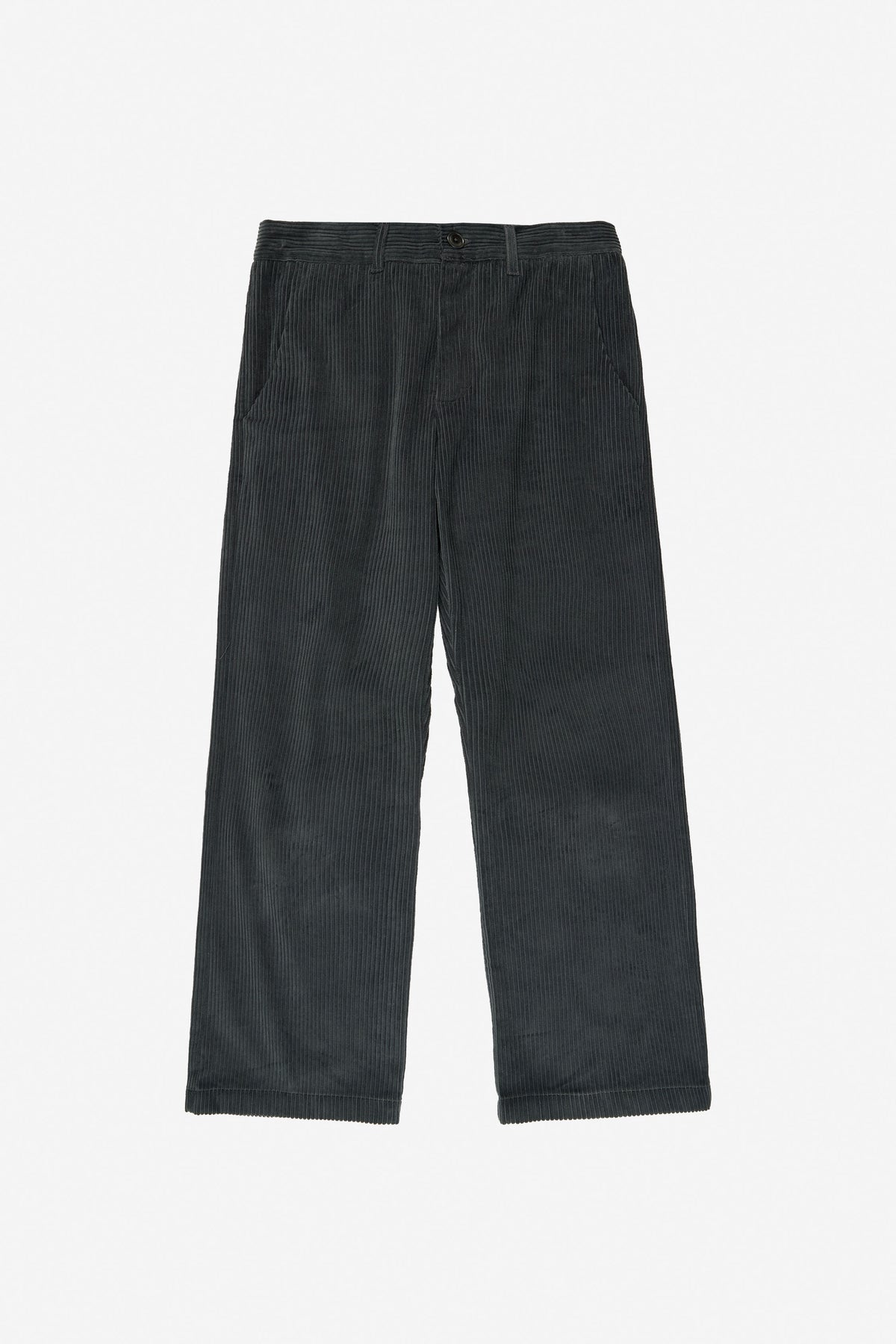 Cord Pants in Slate – front view flat lay, no model