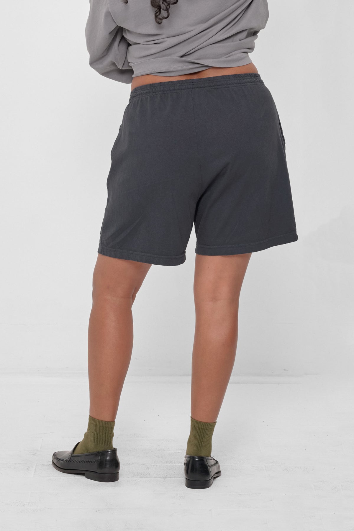Everyday Shorts in Slate - back view on model