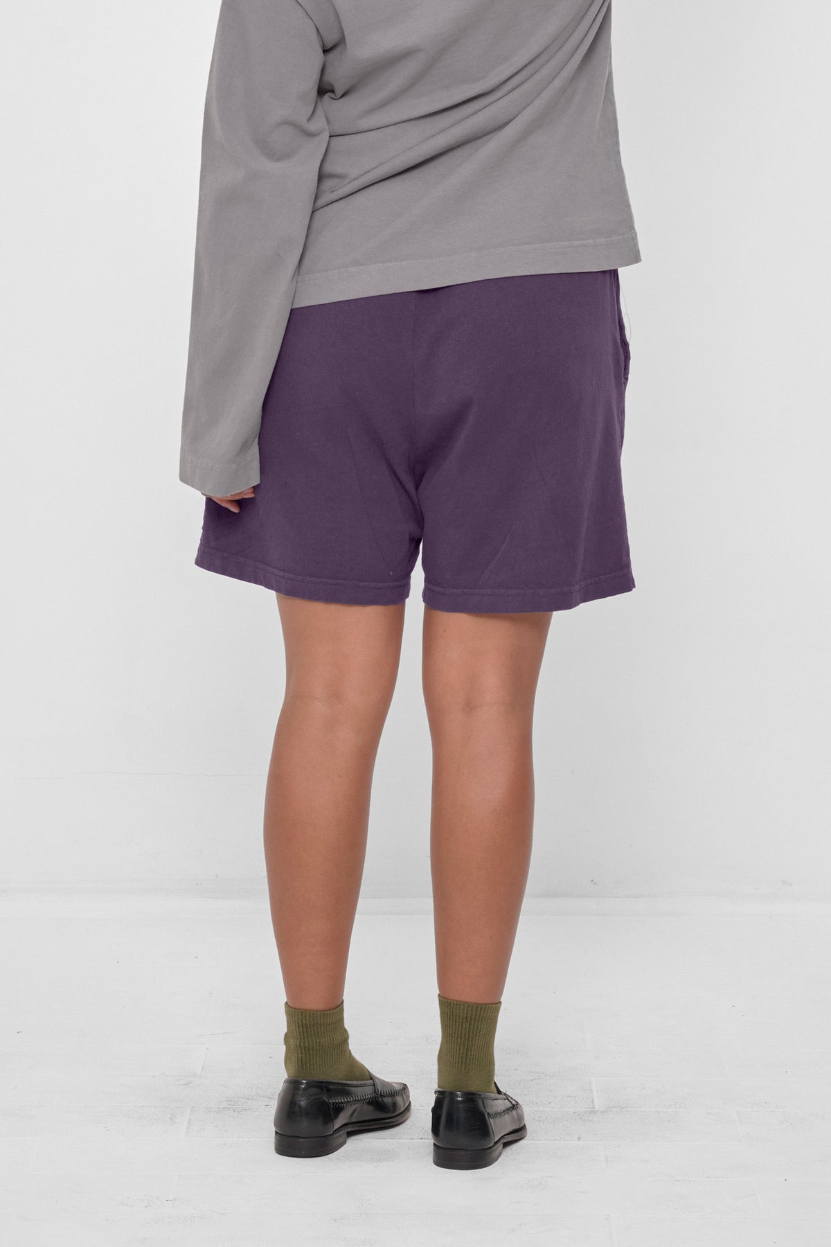 Everyday Shorts in Washed Mulberry - back view on model