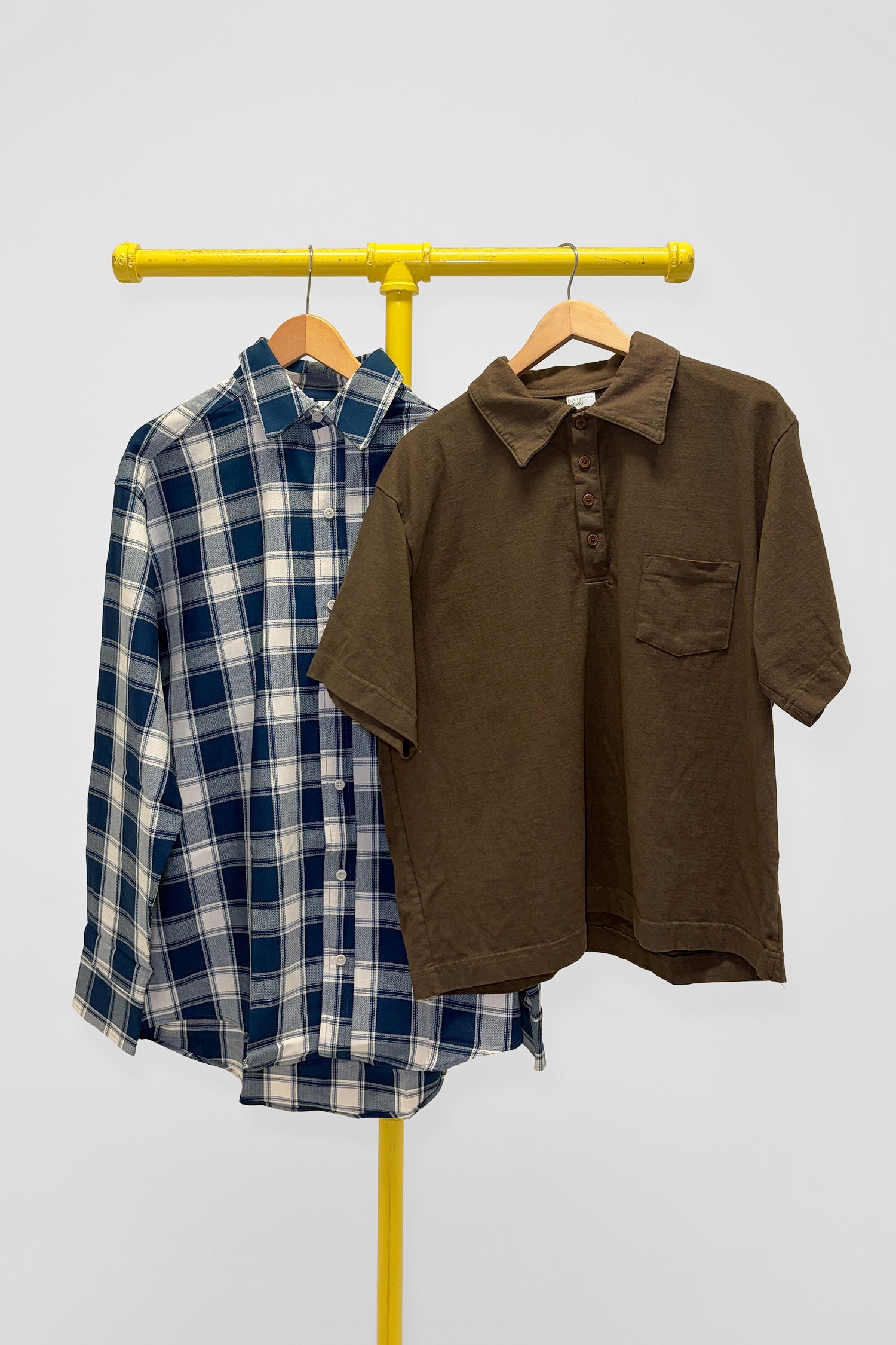 XL Plaid Button-Up & Trash Polo, front view