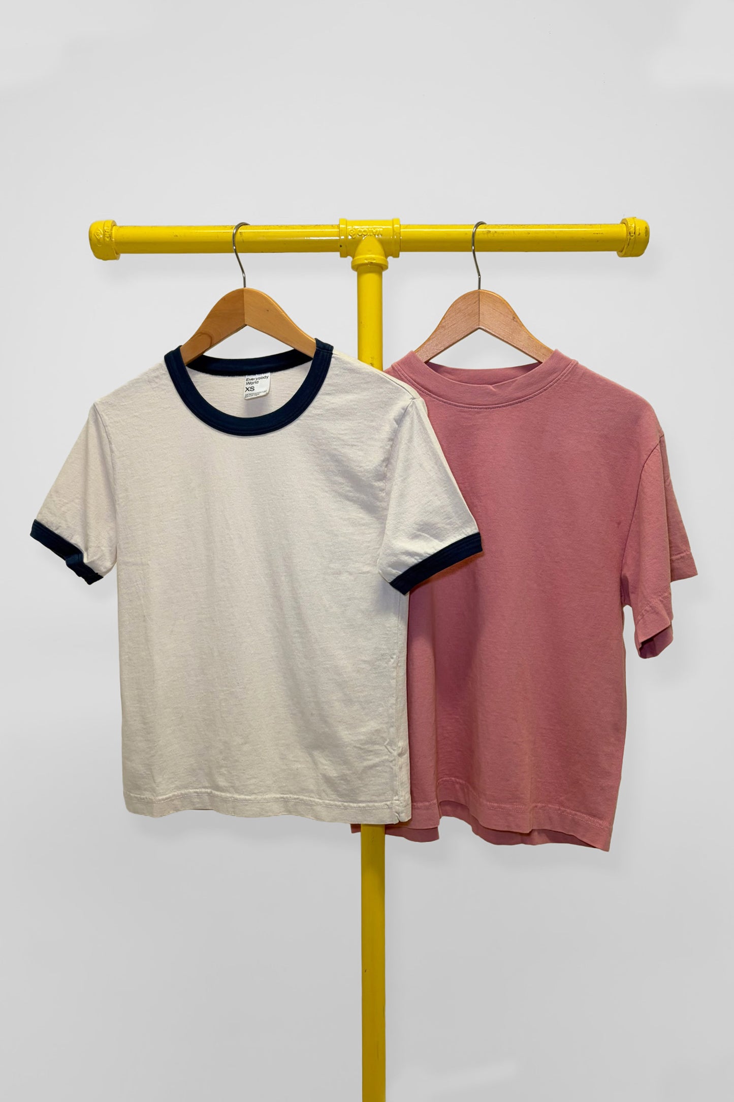 XS Boxier Trash Tee & Ringer Trash Tee, front view