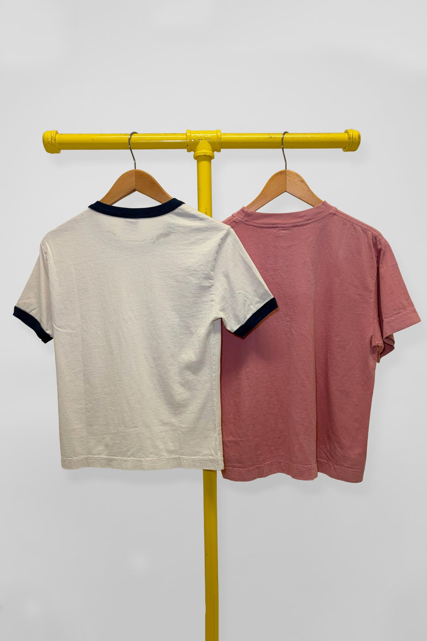XS Boxier Trash Tee & Ringer Trash Tee, back view