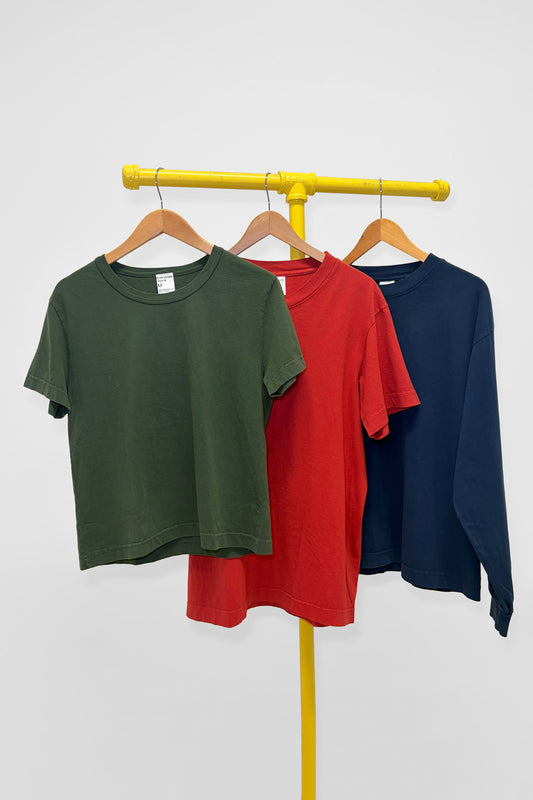 M Tailored Trash Tee, Short Sleeve Trash Tee & Long Sleeve Boxier Trash Tee, front view