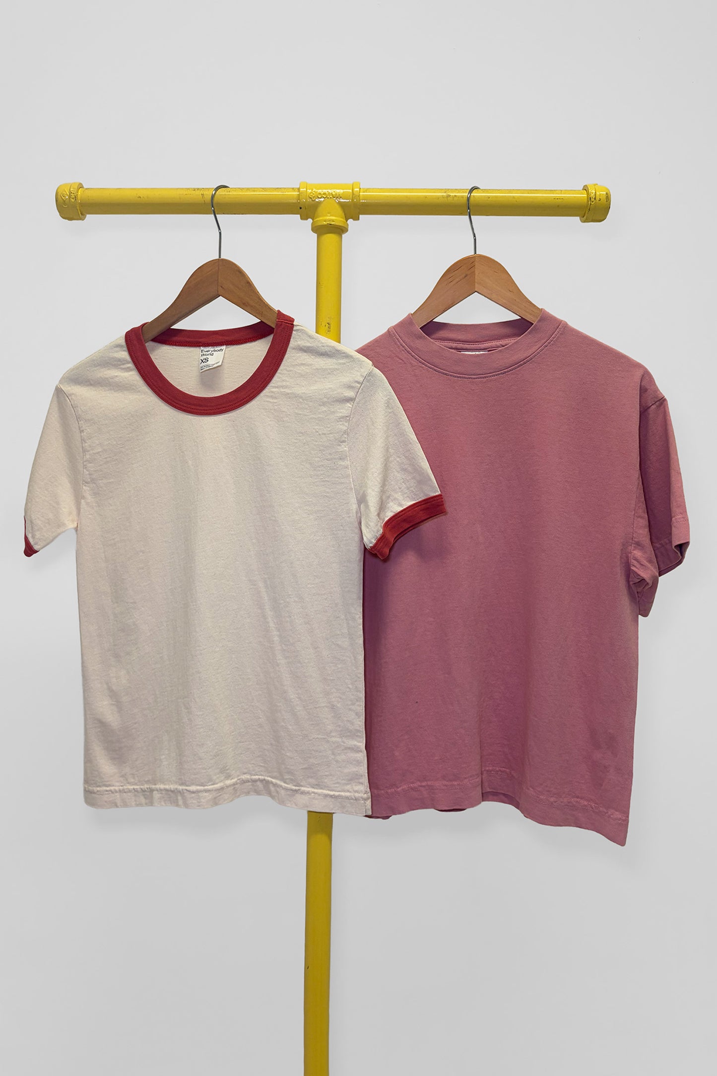 XS Ringer Tee & Boxier Trash Tee, front view