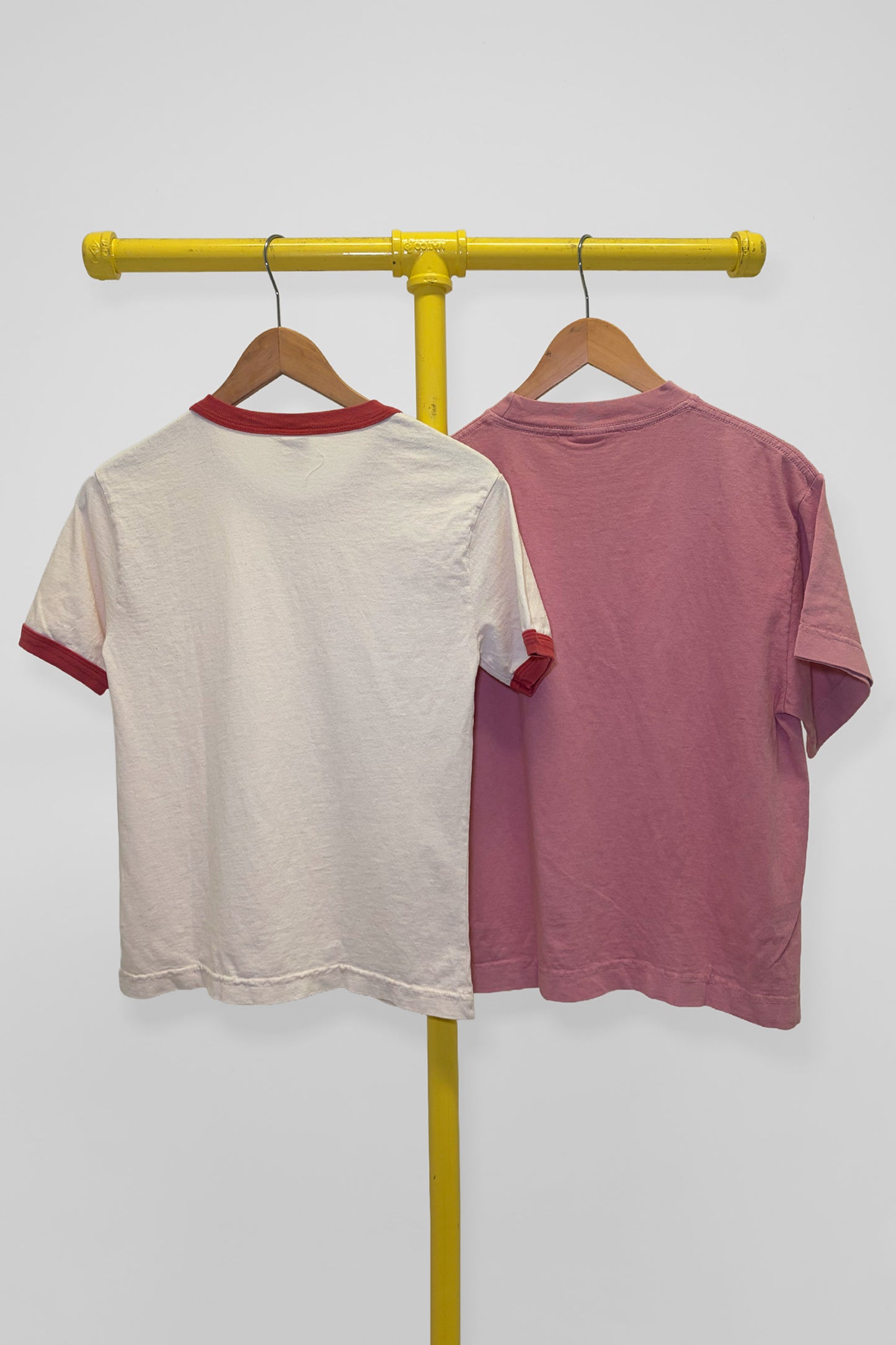 XS Ringer Tee & Boxier Trash Tee, back view